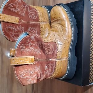 Pre Owned Ariat Fatbaby Cognac Ostrich Print